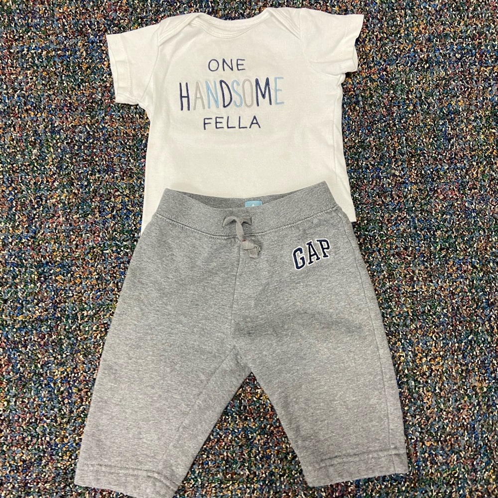 “One Handsome Fella” T- Shirt , GAP Sweatpants